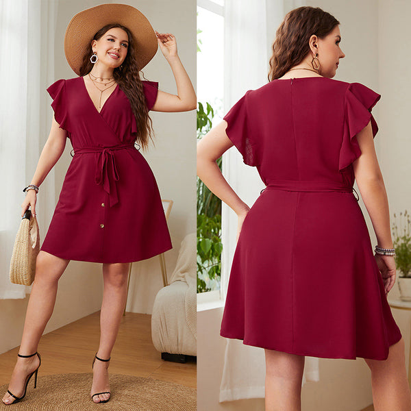 Summer Plus Size Ladies Deep V Party Dresses - ROUTINE FASHION