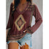 Top Ethnic Orientation Print Long Sleeve T-Shirt Women - ROUTINE FASHION