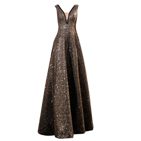 Women's Black Glitter Wedding Dress - ROUTINE FASHION