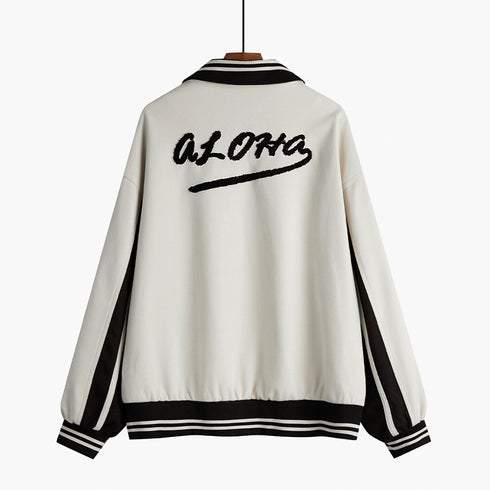 Woolen Coat Women Loose Short American Zipper Baseball Jacket - ROUTINE FASHION