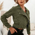 Corduroy Casual Side Zip Short Jacket Coat Top Women - ROUTINE FASHION