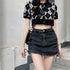 A-line Skirt High Waist Bag Hip Drawstring Denim Skirt - ROUTINE FASHION