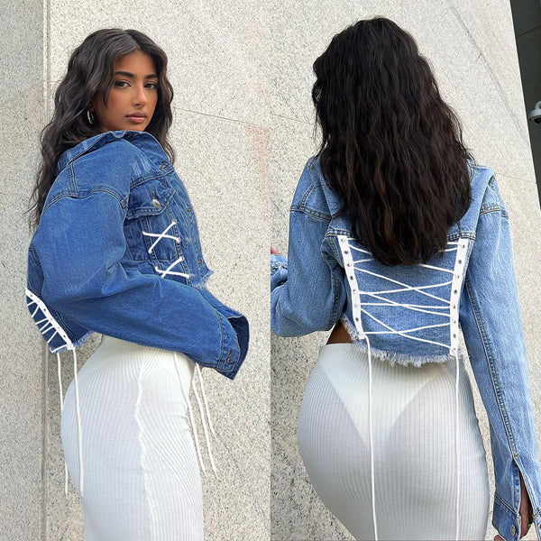 Denim Jacket Casual Strap Coat - ROUTINE FASHION