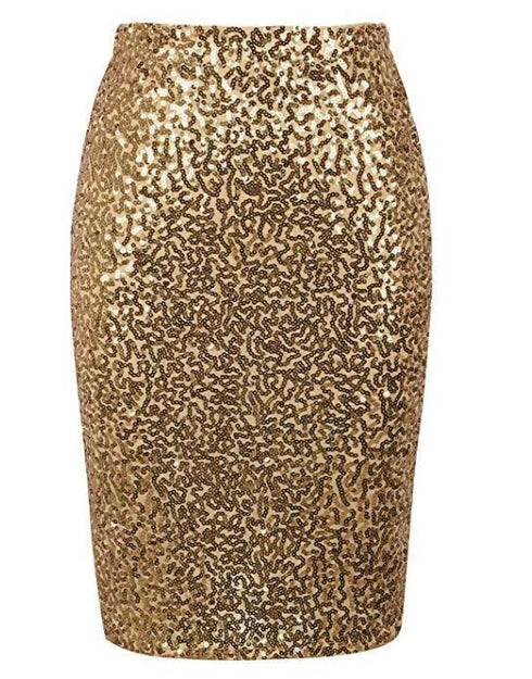 Women's Sequined High Waist Skinny Bling Mini Skirt For Women - ROUTINE FASHION