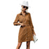New Shirt Models Lapels Long-sleeved Corduroy Dresses - ROUTINE FASHION
