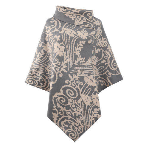 Women Printed Cape Shawl Sweater Coat - ROUTINE FASHION