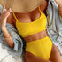 High Waist Bikini Swimwear Women Swimsuit New Push Up Biquini Ribbed Bathing Suit Women Sexy High Cut Bikinis Set - ROUTINE FASHION