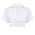 Women's Crop Navel Twist Solid Polo Collar Shirt T-Shirt Top - ROUTINE FASHION