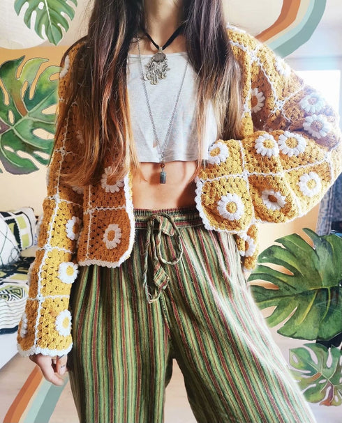 Women's Fashion Handmade Sunflower Crochet Cardigan - ROUTINE FASHION