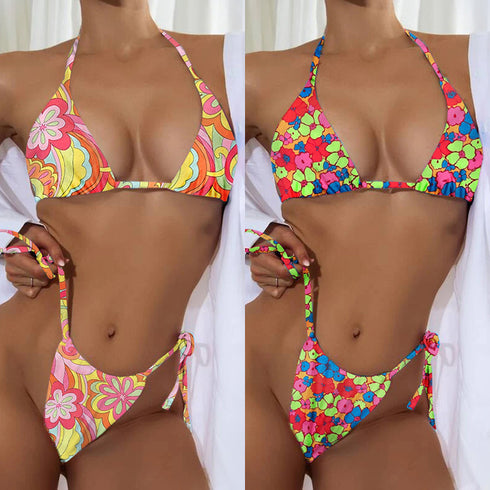 New Floral Drawstring Bikini Swimsuit Women - ROUTINE FASHION