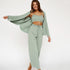 Women's Fashion Solid Color Pajamas Undershirt Three-piece Set - ROUTINE FASHION