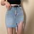 Denim Skirt Women Retro Irregular High Waist - ROUTINE FASHION