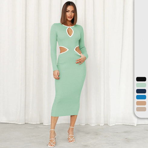 Women's Hip Skirt Color Contrast Patchwork One-step Dress - ROUTINE FASHION