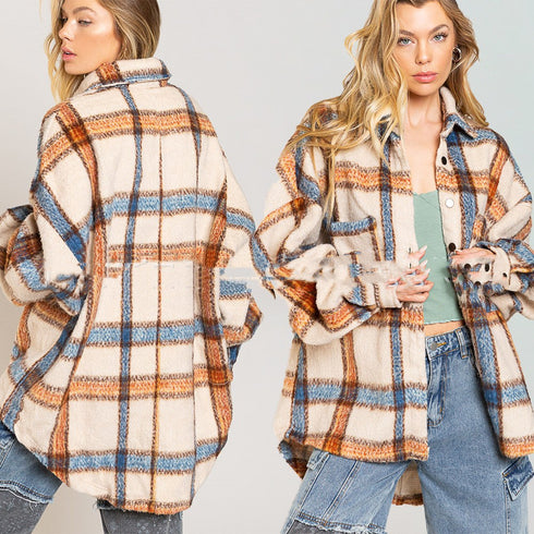 Heavy Contrast Plaid Jacket In Winter - ROUTINE FASHION