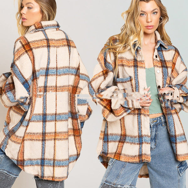 Heavy Contrast Plaid Jacket In Winter - ROUTINE FASHION
