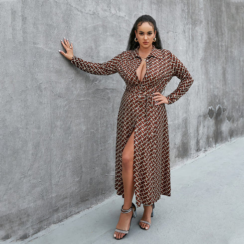 Temperament Commuter Maxi Dress With Drawstring - ROUTINE FASHION