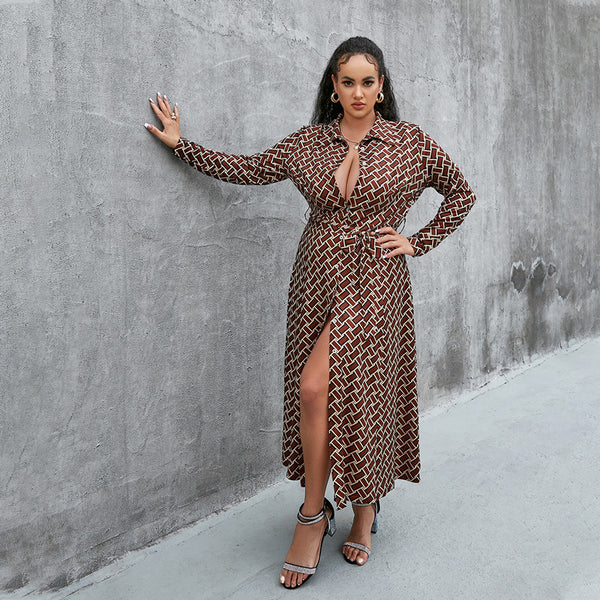 Temperament Commuter Maxi Dress With Drawstring - ROUTINE FASHION