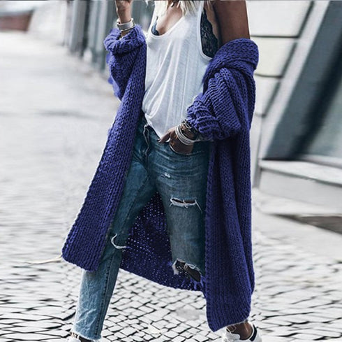 Women's Breasted Solid Color Lapel Knitted Gray Cardigan Sweater Women - ROUTINE FASHION