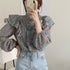 French Retro Floral Blouse Women Wood Ear Shirt Women - ROUTINE FASHION