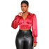 Women's Design Blouse Red Long-sleeved Shirt - ROUTINE FASHION