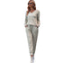 V-neck Long Sleeve Top Trousers Suit Printed Loose Pajamas For Women - ROUTINE FASHION