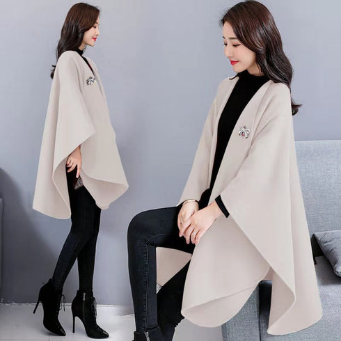 Fashion Longfengni Women's Woolen Cape Coat - ROUTINE FASHION