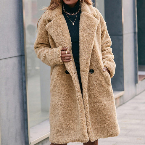 Loose Mid-length Plush Trench Coat - ROUTINE FASHION