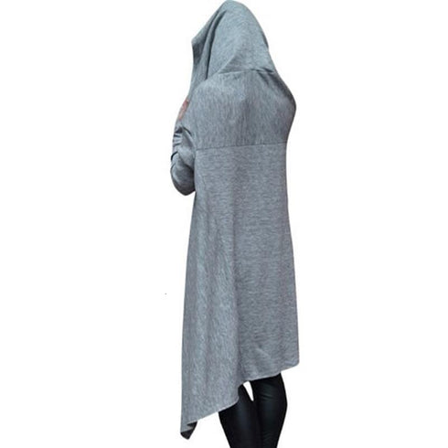 Letter Letters Print Hoodies For Women Long Irregular Sweats - ROUTINE FASHION