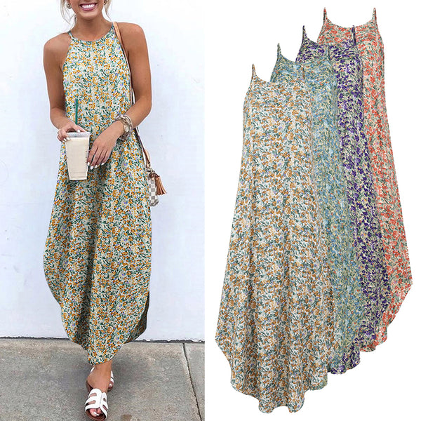Sexy Sleeveless Print Maxi Dress - ROUTINE FASHION