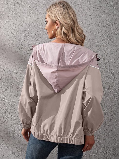 Outdoor Leisure Color Matching Hooded Waterproof Jacket - ROUTINE FASHION