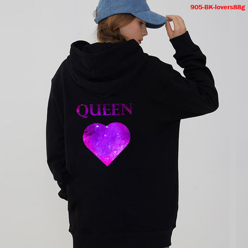 Women Hoodies King Queen Printed Sweatshirt Lovers - ROUTINE FASHION