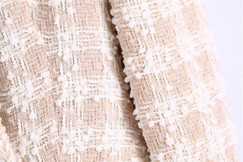 Lapel Long Sleeved Double Breasted Check Blazer Women - ROUTINE FASHION