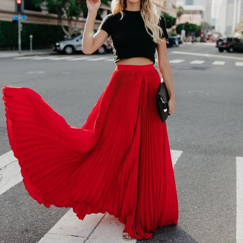 Women Fashion Casual Skirt Girls High Waist Long Skirts - ROUTINE FASHION