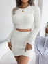Casual Twist Cropped Sweater Package Hip Skirt Set - ROUTINE FASHION