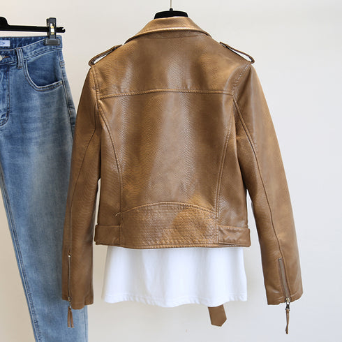 Women's Short Leather Jacket Spring And Autumn - ROUTINE FASHION