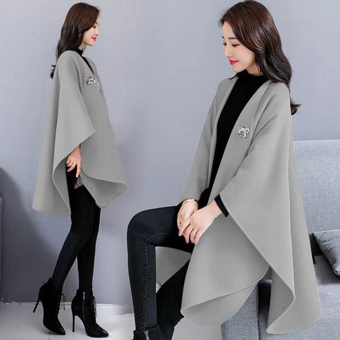 Fashion Longfengni Women's Woolen Cape Coat - ROUTINE FASHION
