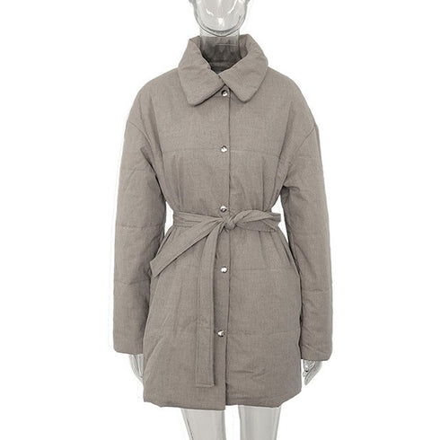 Women's Parka Coat With Front Buttons - ROUTINE FASHION