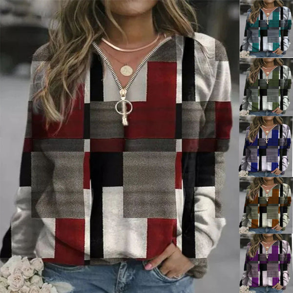 Women's Tops Checkered Sweaters Fleece Jackets - ROUTINE FASHION