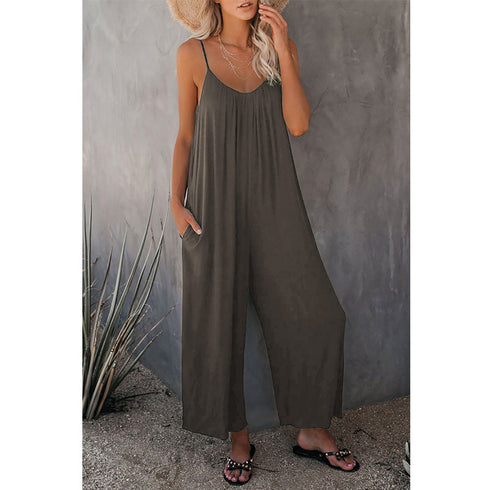 Women's Loose Sleeveless Jumpsuits Romper Jumpsuit With Pockets Long Pant Summer - ROUTINE FASHION