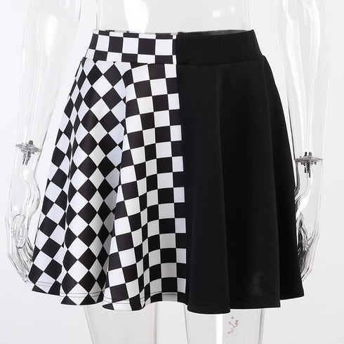Skirt Gothic Plaid A Line Mini Skirts Harajuku Streetwear - ROUTINE FASHION