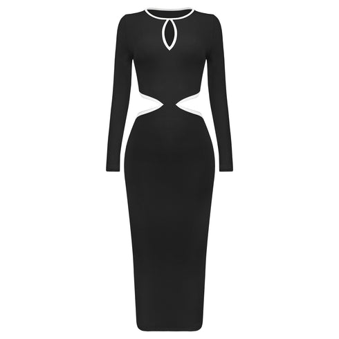 Women's Hip Skirt Color Contrast Patchwork One-step Dress - ROUTINE FASHION