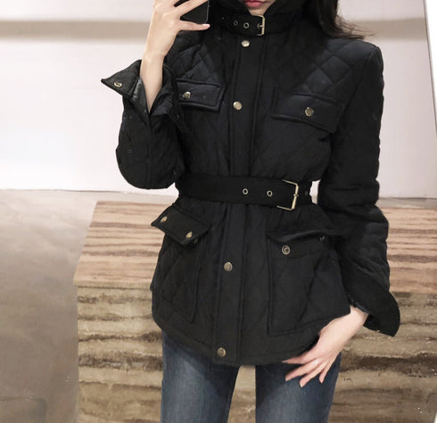 Women's Autumn And Winter Black Jacket Padded Thick Slim Coat - ROUTINE FASHION
