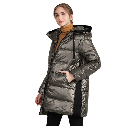 Women's Padded Nylon Bright Bread Hooded Winter Jacket - ROUTINE FASHION