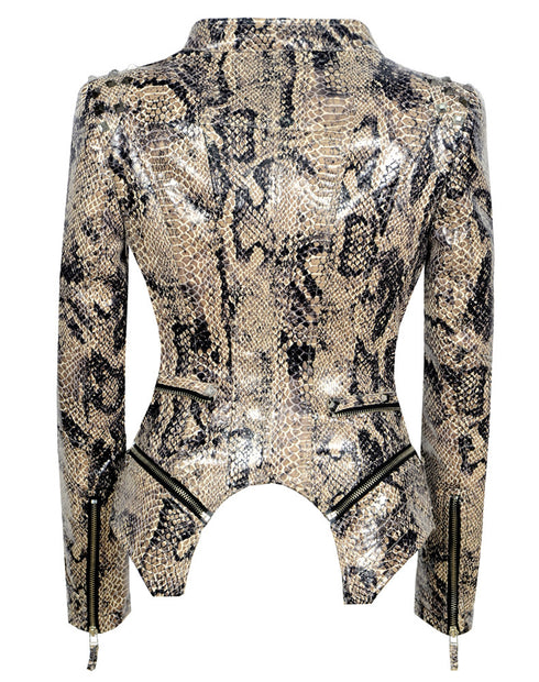 Women's Rivet Slim Washed Leather Motorcycle Jacket - ROUTINE FASHION