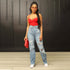 Women's Washed High Waist Straight Ripped Jeans - ROUTINE FASHION