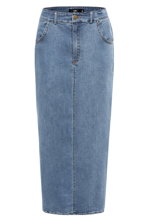 Long Stretch Denim Bag Hip Skirt - ROUTINE FASHION