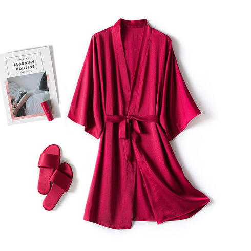 Women's One-Piece Mid-Length Solid Robe Bathrobe - ROUTINE FASHION