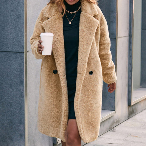 Loose Mid-length Plush Trench Coat - ROUTINE FASHION