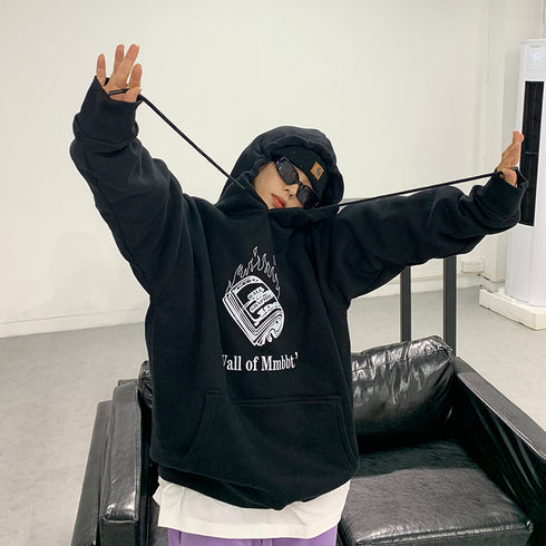 Women's Street Retro Fleece Print Hoodie - ROUTINE FASHION