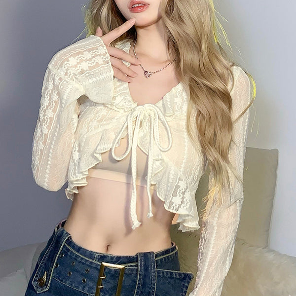 Women's Fashion Wooden Ear Collar Polo Long Sleeve T-shirt - ROUTINE FASHION
